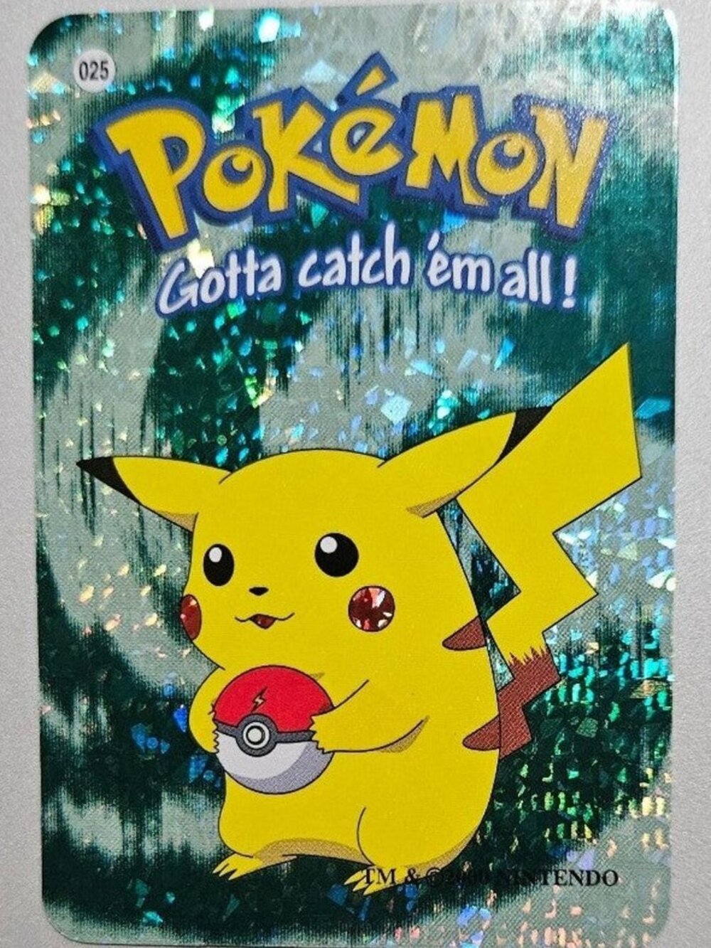 Pokemon Pikachu Holding A Pokeball Rare Vending Machine Green Prism Holo #025